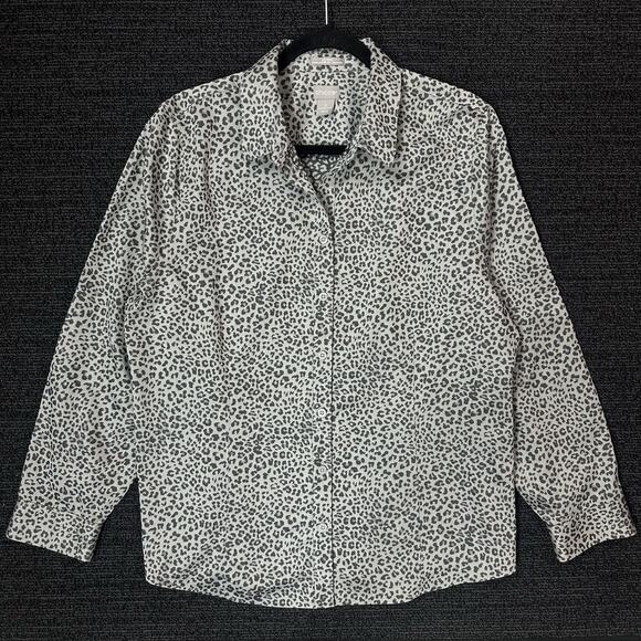 CHICO’S NO-IRON Stretch Cool Max All Season Animal Print Shirt - Size 3 US 16/18 - Picture 1 of 4